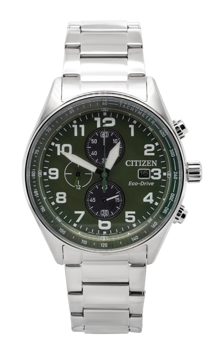 Citizen Tactical Chronograph 43mm Green Dial – Dunkin's Diamonds