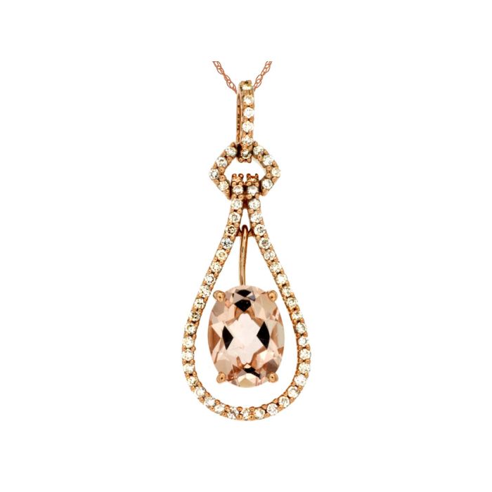 K Rose Gold Ctw Diamond And Tgw Morganite Pendant Dunkin S