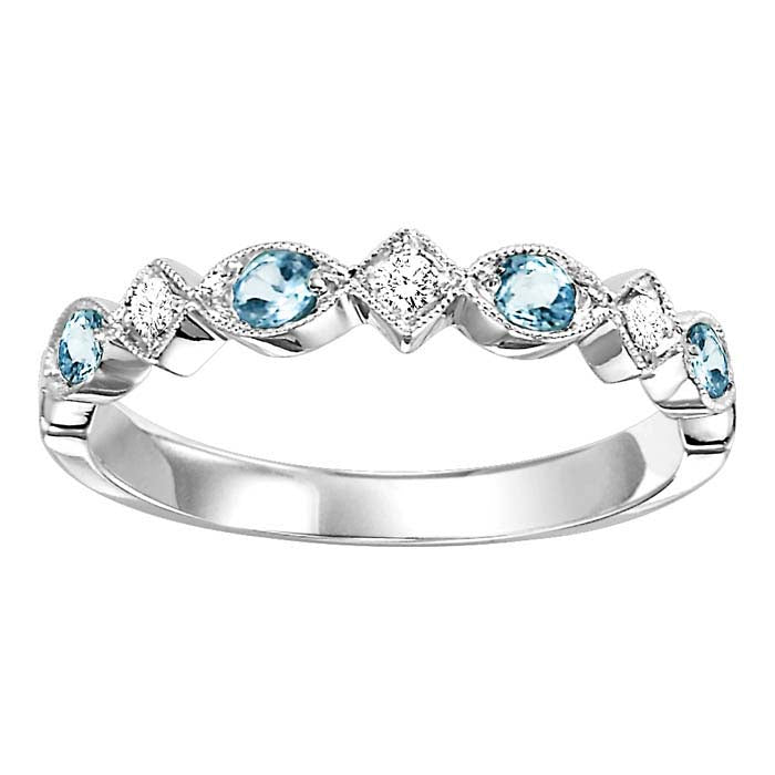 A Gold Diamond Aquamarine Gemstone Ring available at Dunkin’s Diamonds.