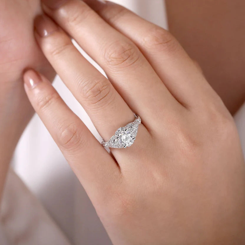 A White Gold Vintage Inspired Semi Mount engagement ring at Dunkin’s Diamonds
