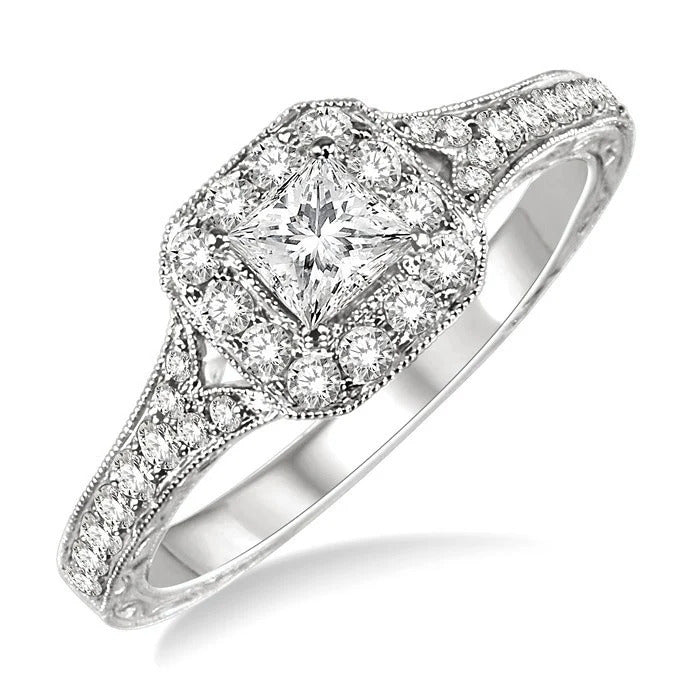 Diamond Engagement Ring with 1/4 Ct Princess Cut Center Stone available at Dunkin’s Diamonds