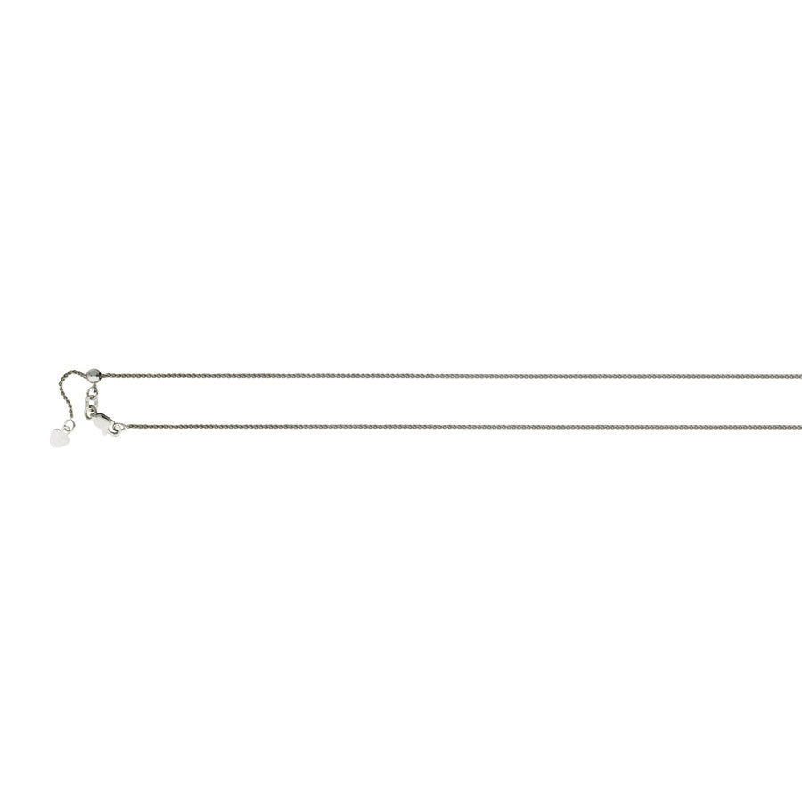 22" 14k White Gold Adjustable 1.0mm Wheat Chain