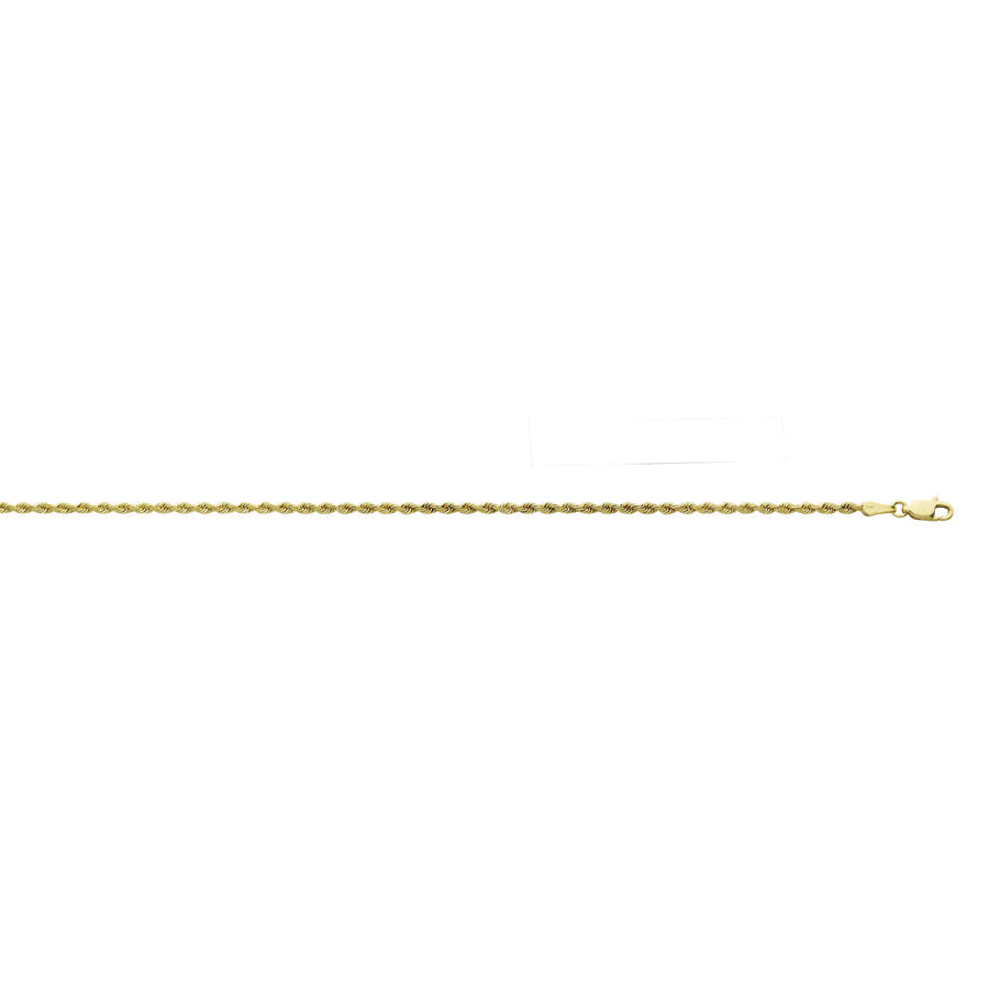 24" 14k Yellow Gold Diamond Cut Rope 2.4mm Chain