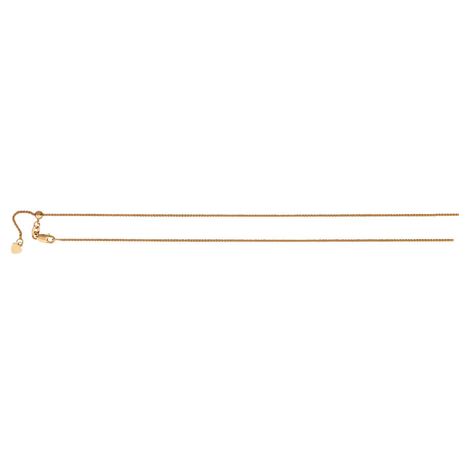 22" 14k Rose Gold Round Adjustable Wheat Chain
