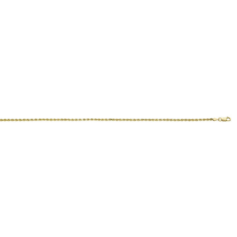 20" 14k Yellow Gold Diamond Cut Rope 2.1mm Chain