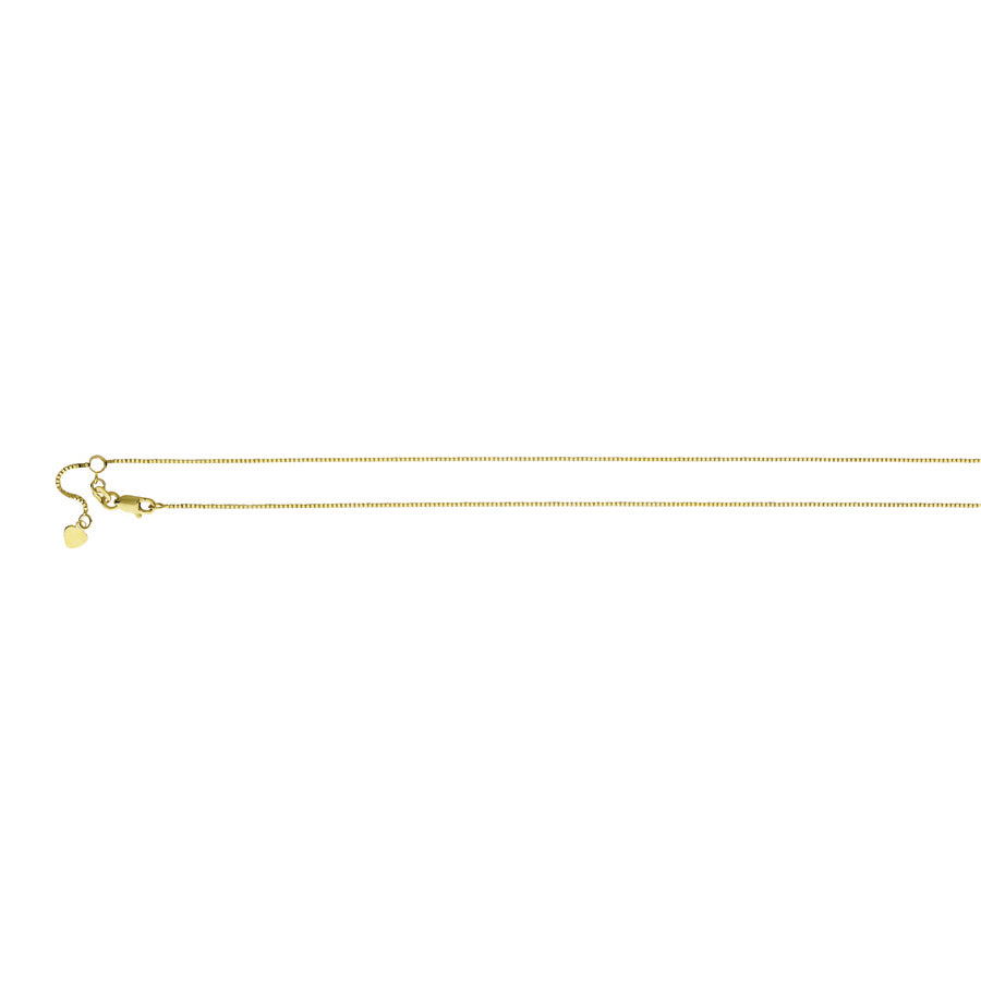 22" 14k Yellow Gold Round Adjustable Box Chain