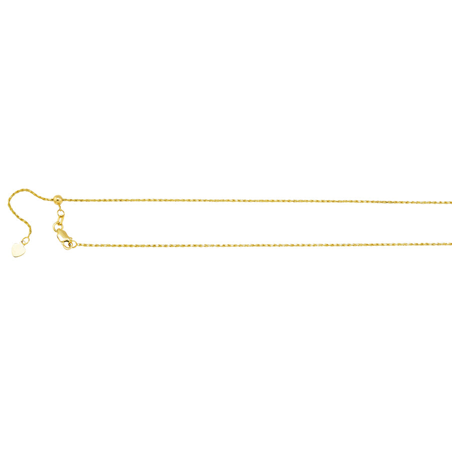 22" 14k Yellow Gold Adjustable Rope Chain