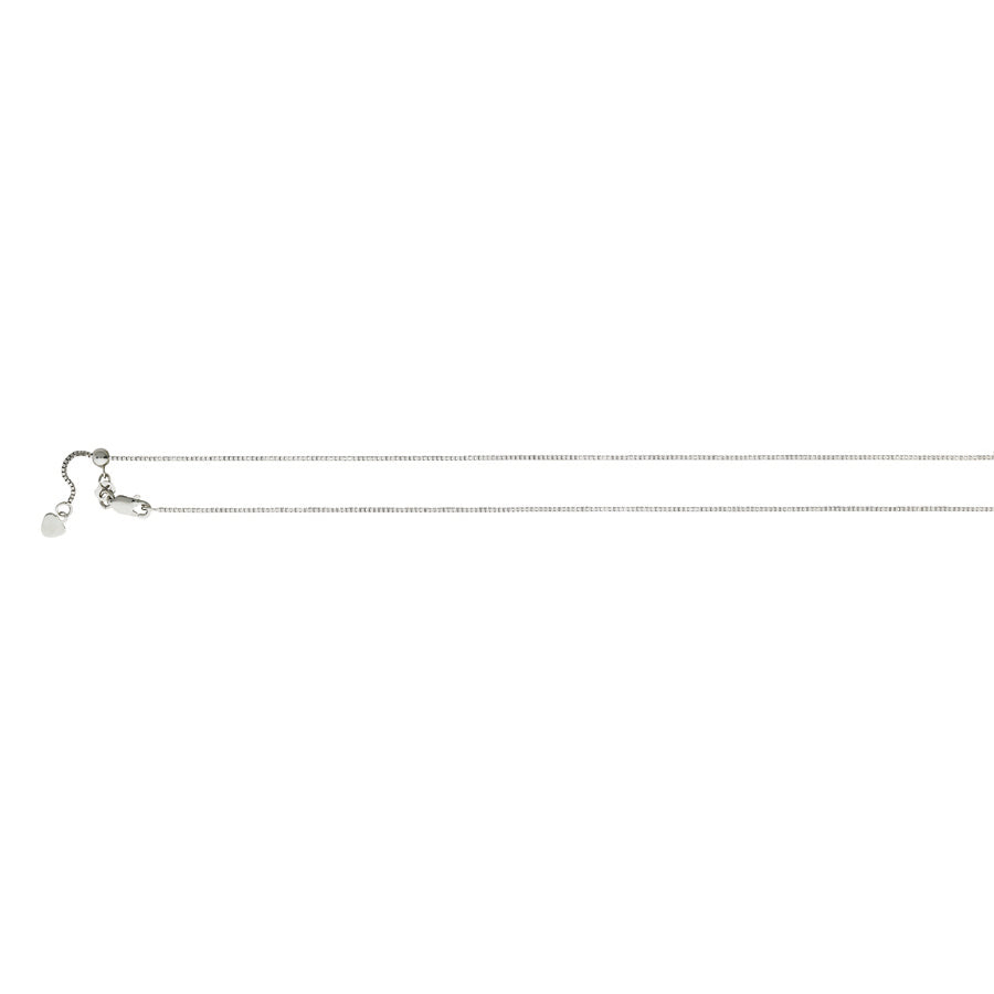 22" 14k White Gold 0.88mm Adjustable Box Chain
