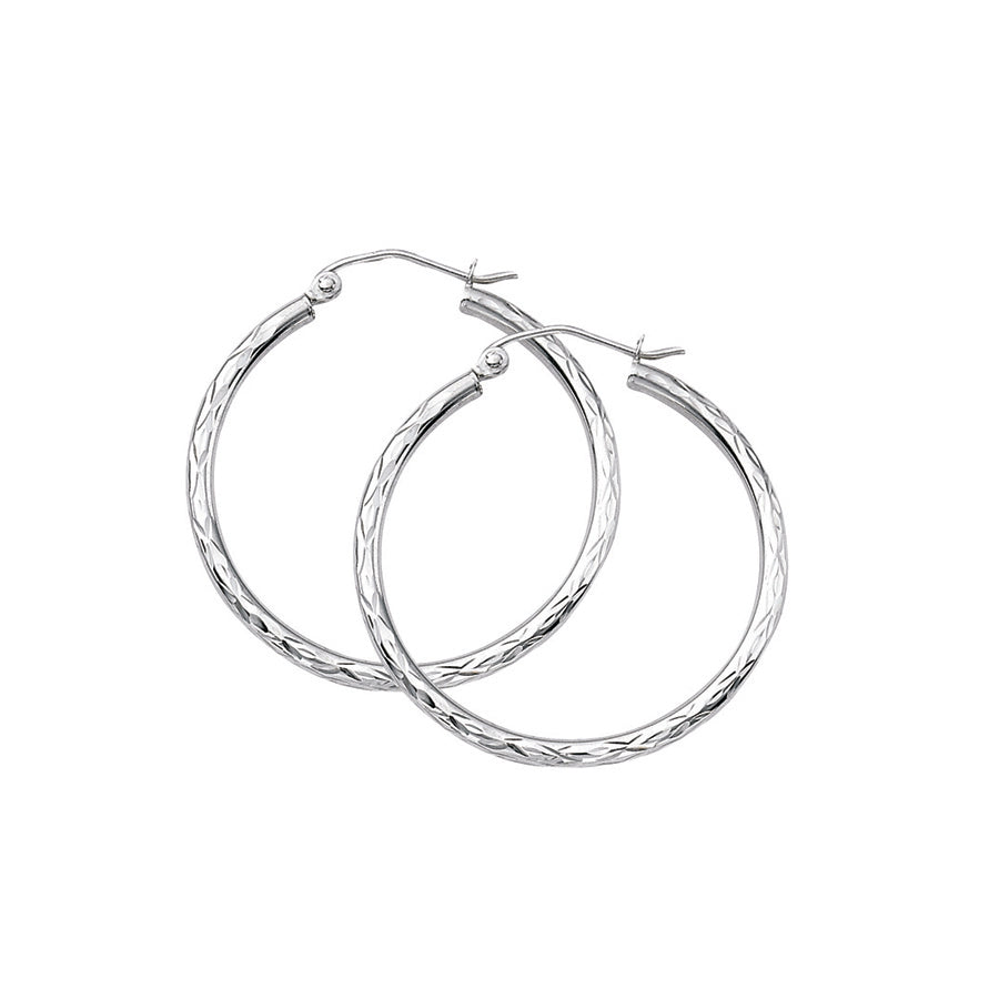 14k White Gold Hoop Earrings