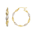 14k Two-Tone Polished Twist Hoop Earrings 