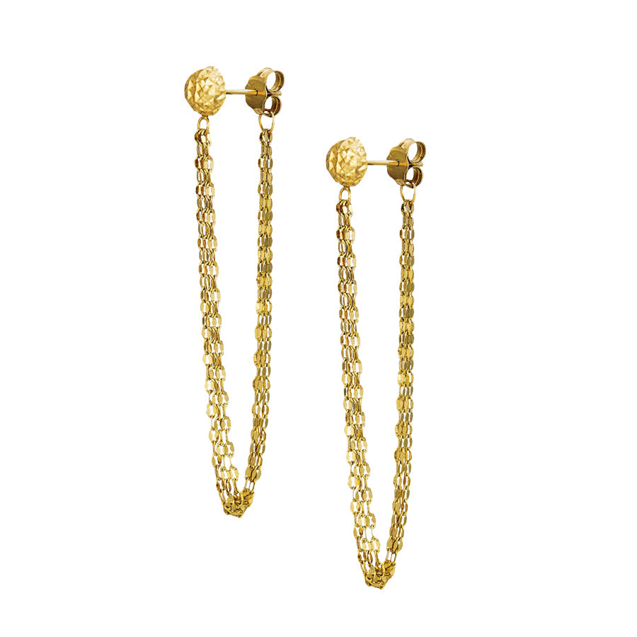 14k Yellow Gold Multi-Chain Post Earrings