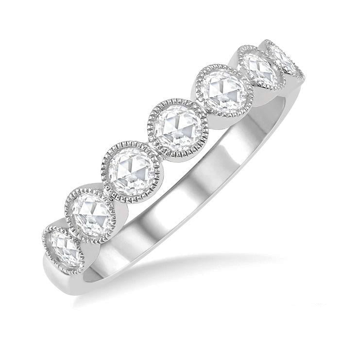 1/2 Ctw Jointed Discs Rose Cut Diamond Stack Band in 14K White Gold