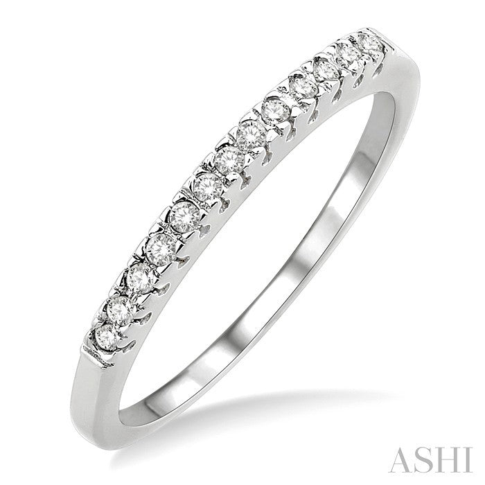 1/10 Ctw Round Cut Diamond Wedding Band in 10K White Gold
