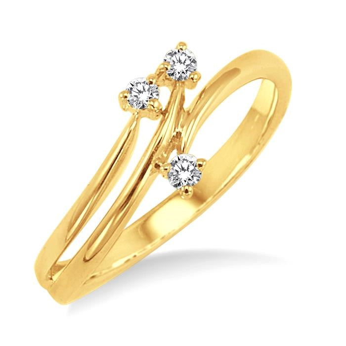 1/10 Ctw Round Cut Diamond Ring in 10K Yellow Gold