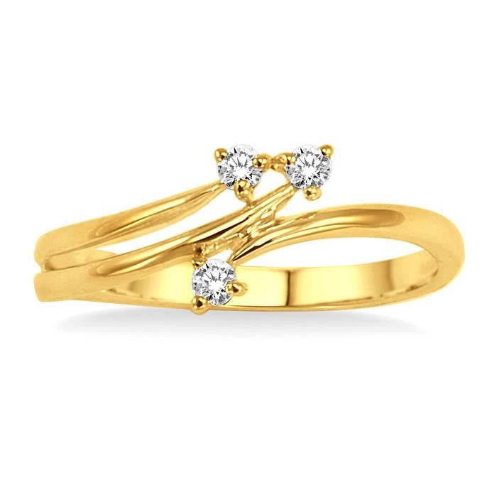 1/10 Ctw Round Cut Diamond Ring in 10K Yellow Gold