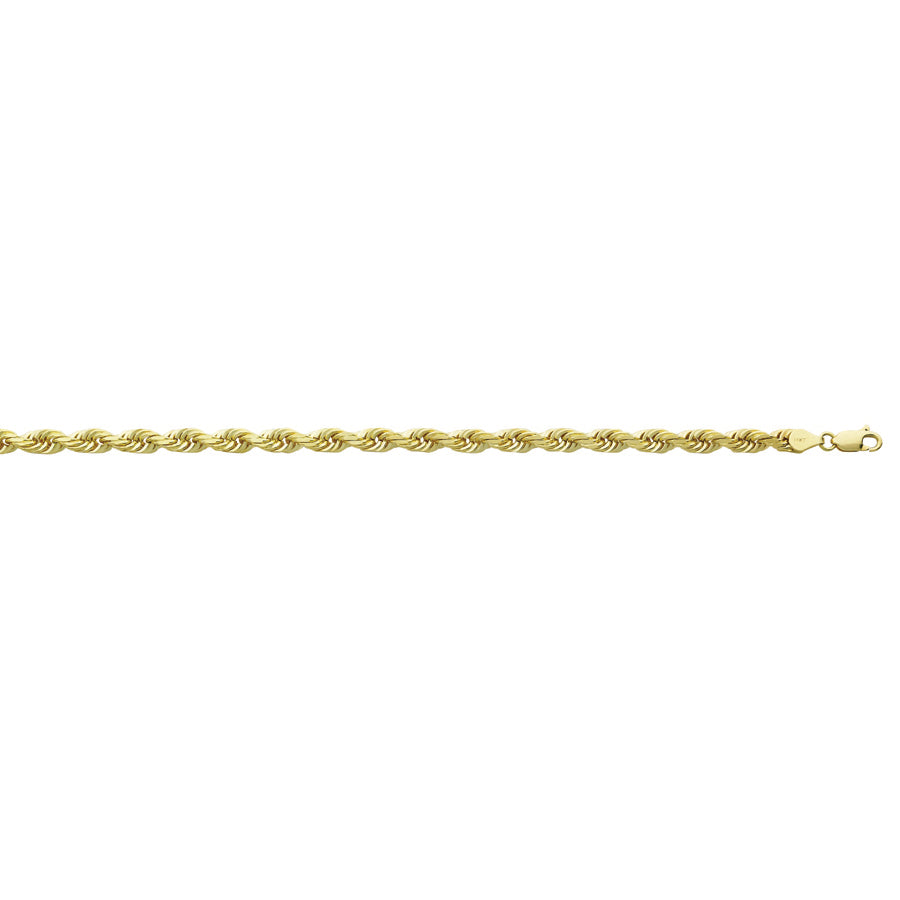 10k Yellow Gold Diamond Cut Rope Bracelet End