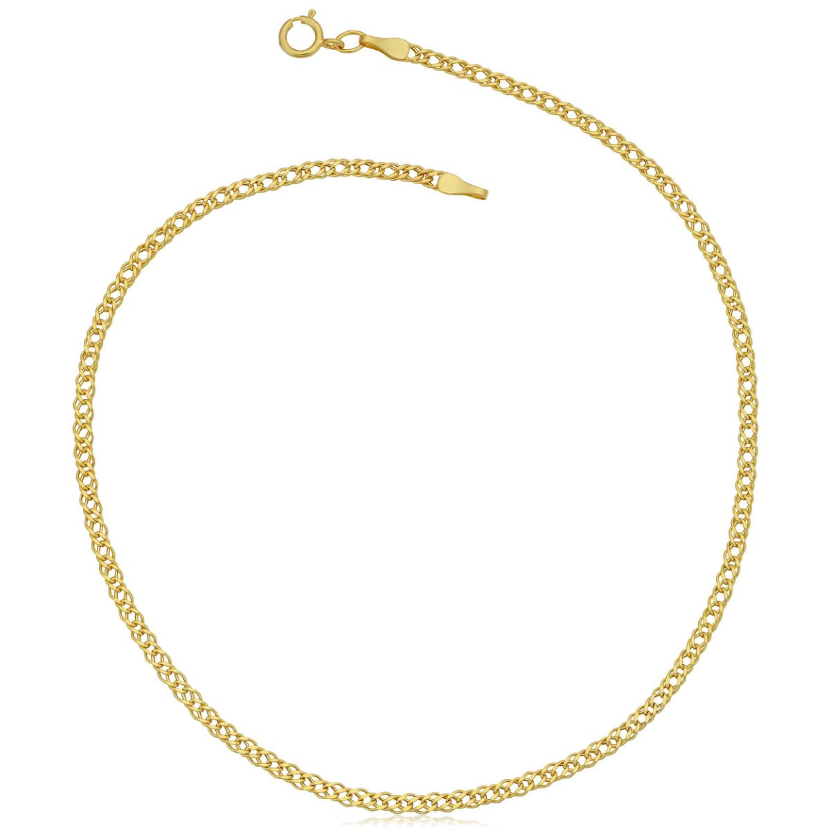 10k Yellow Gold 2 mm Weave Curb Chain Anklet