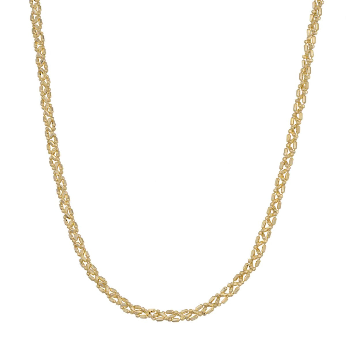 10k Yellow Gold Braided Alternate Ball and Bar Anklet