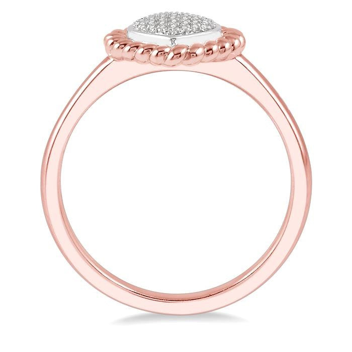 1/20 Ctw Heart Shape Twisted Rim Round Cut Diamond Ring in 10K Rose Gold