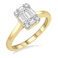 1/2 Ctw Baguette and Round Cut Fusion Diamond Engagement Ring in 14K Yellow and White Gold