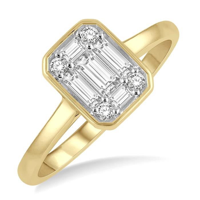 Emerald Shape Bezel Set Fusion Diamond Ring