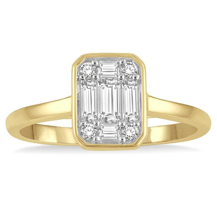Emerald Shape Bezel Set Fusion Diamond Ring