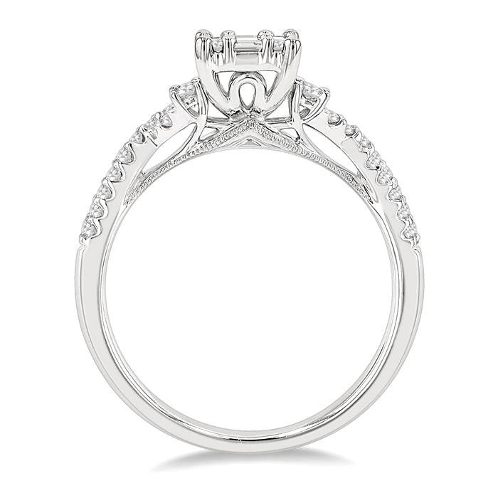 Emerald Shape Fusion Diamond Engagement Ring