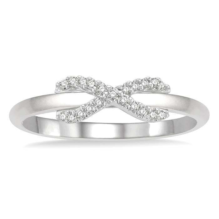 1/10 Ctw Infinity Petite Round Cut Diamond Fashion Ring in 10K White Gold