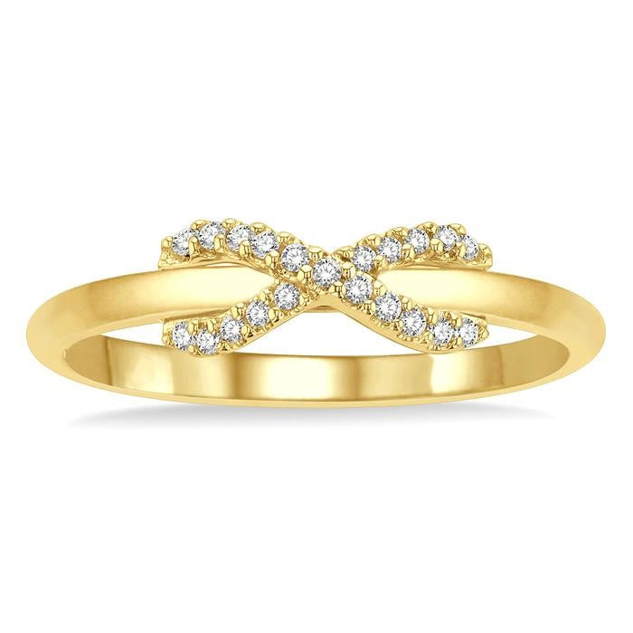 1/10 Ctw Infinity Petite Round Cut Diamond Fashion Ring in 10K Yellow Gold