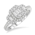 3 Stone Halo Fusion Diamond Engagement Ring