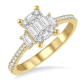 5/8 Ctw Fusion Baguette and Round Cut Diamond Fashion Ring in 14K Yellow and White Gold