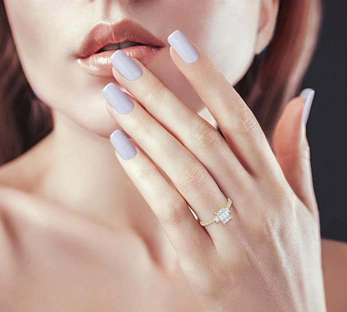 5/8 Ctw Fusion Baguette and Round Cut Diamond Fashion Ring in 14K Yellow and White Gold