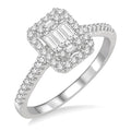 Emerald Shape Halo Fusion Diamond Engagement Ring