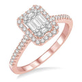 Emerald Shape Halo Fusion Diamond Engagement Ring