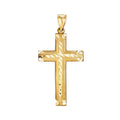 14k Yellow Gold Diamond Cut Cross Charm Pendant