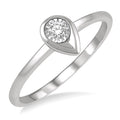 1/50 Ctw Pear Shape Round Cut Diamond Promise Ring in 10K White Gold