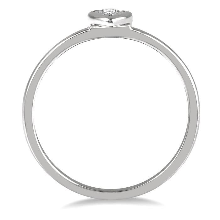 1/50 Ctw Pear Shape Round Cut Diamond Promise Ring in 10K White Gold
