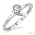 1/50 Ctw Pear Shape Round Cut Diamond Promise Ring in 10K White Gold