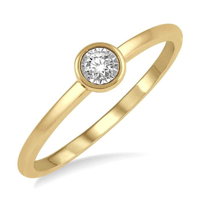 1/50 Ctw Round Cut Diamond Promise Ring in 10K Yellow Gold
