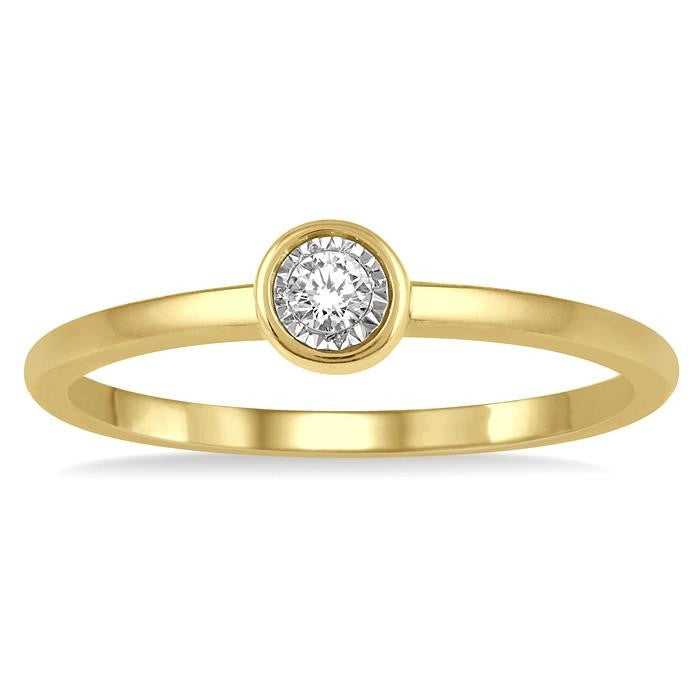 1/50 Ctw Round Cut Diamond Promise Ring in 10K Yellow Gold