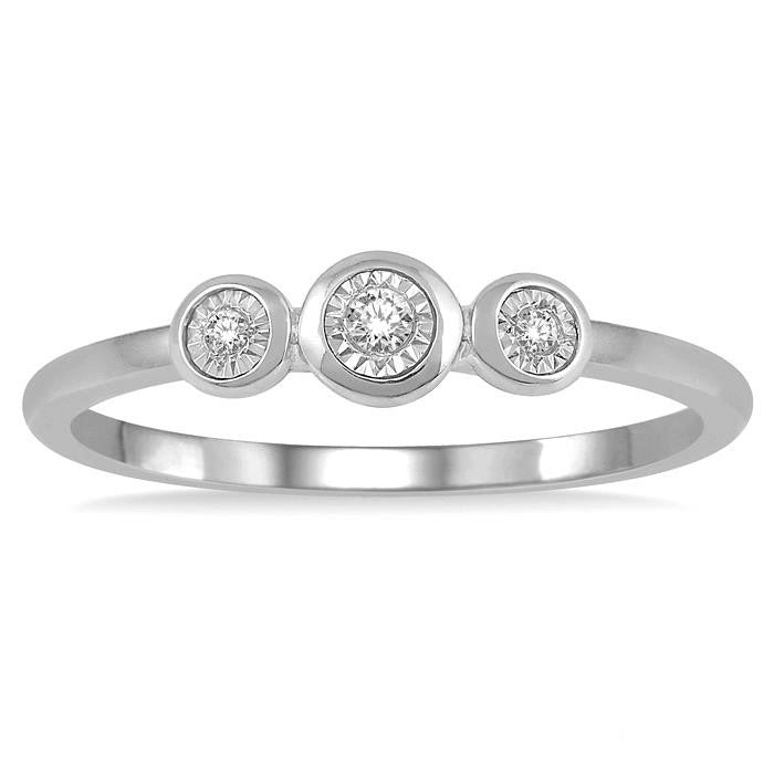Three Stone Light Weight Diamond Promise Ring