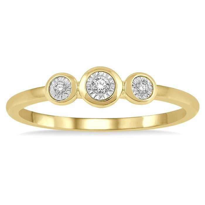 1/20 Ctw Triple Circle Round Cut Diamond Promise Ring in 10K Yellow Gold