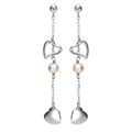 Silver Hearts and Pink Pearl Earrings