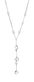 Silver Hearts and Pink Pearl Necklace
