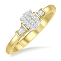 1/5 Ctw Oval Shape Round Cut & Baguette Diamond Shine Bright Engagement Ring in 14K Yellow and White Gold