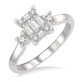1/2 Ctw Fusion Baguette and Round Cut Diamond Engagement Ring in 14K White Gold