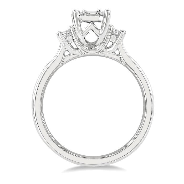 1/2 Ctw Fusion Baguette and Round Cut Diamond Engagement Ring in 14K White Gold