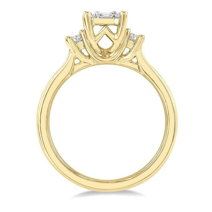 Emerald Shape Fusion Diamond Engagement Ring