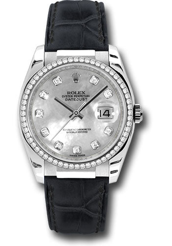 *Pre-Owned* Rolex White Gold Datejust 36 Watch - 60 Diamond Bezel - Mother-Of-Pearl Diamond Dial - Leather