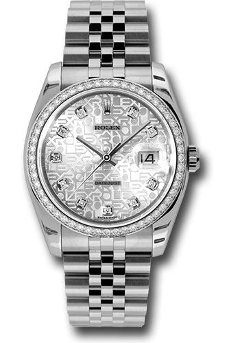 *Pre-Owned* Rolex Steel and White Gold Datejust 36 Watch - 52 Diamond Bezel - Silver Jubilee Diamond Dial - Jubilee Bracelet